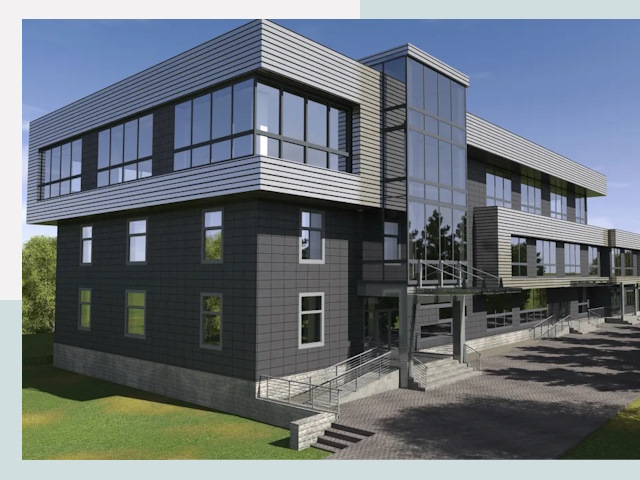 Административные здания в зиме