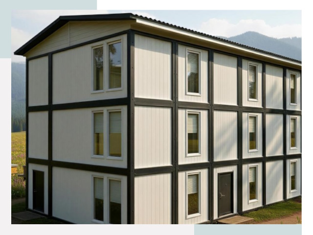 Модульные общежития в зиме