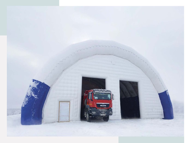 Мобильные ангары в зиме