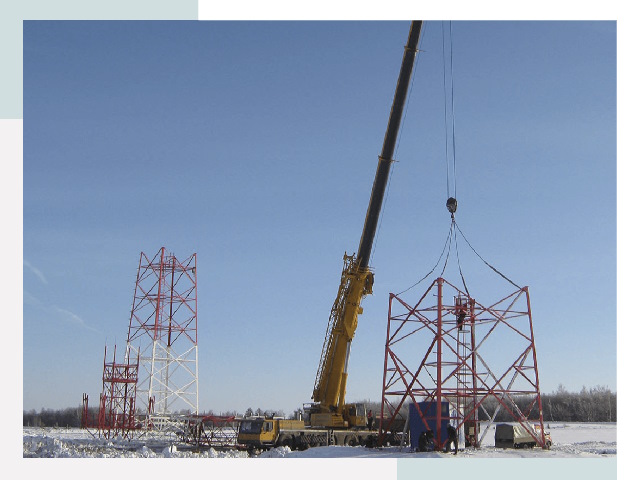 Монтаж вышек связи в зиме