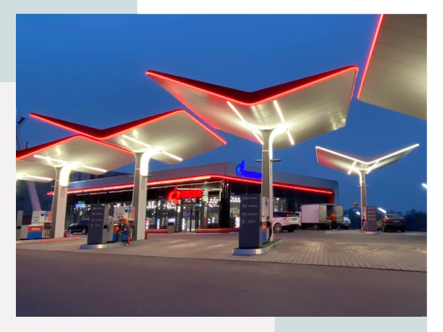 Навесы для АЗС в зиме